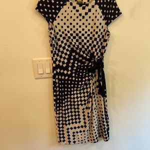 Black & tan print dress.